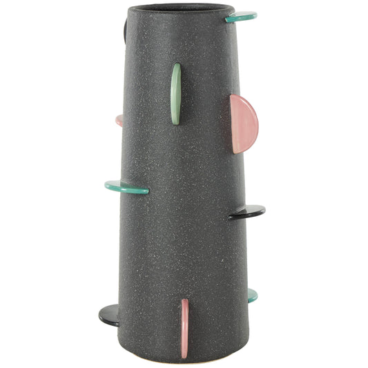 Eclectic Black Ceramic Decorative Vase