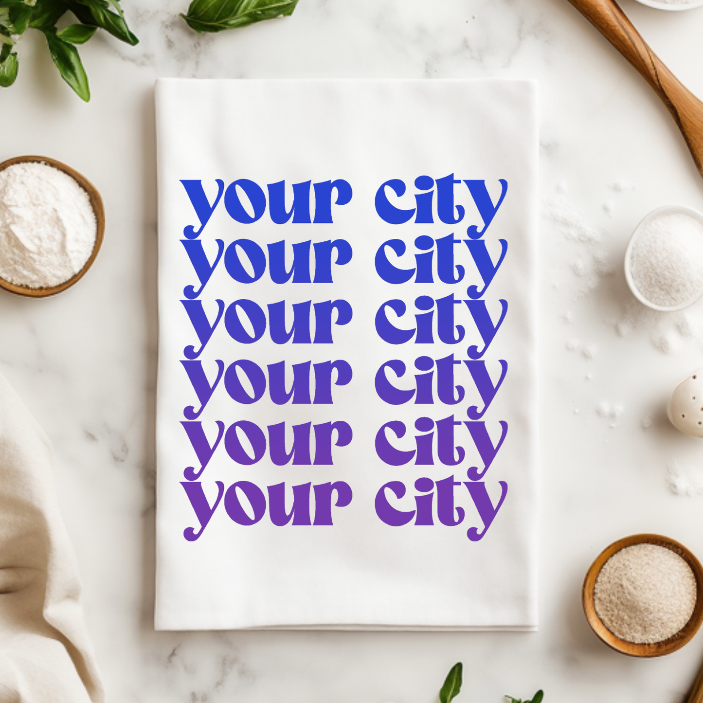 Colorful Kitchen Towels - Your City - Ombre, Customizable