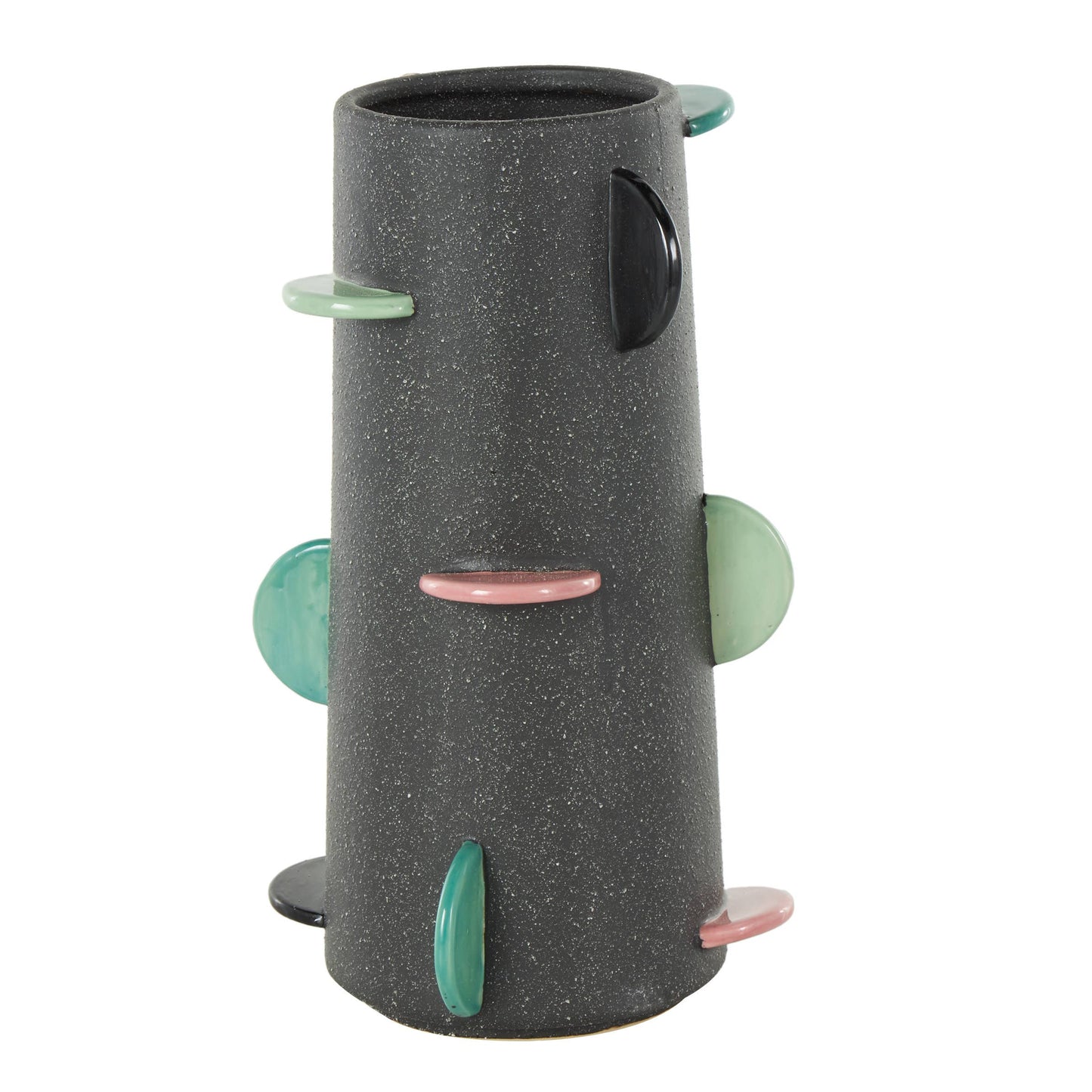 Eclectic Black Ceramic Decorative Vase