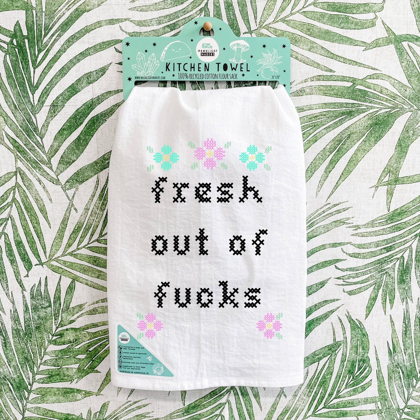 Colorful Cross Stitch Towels - Fresh Out of Fucks