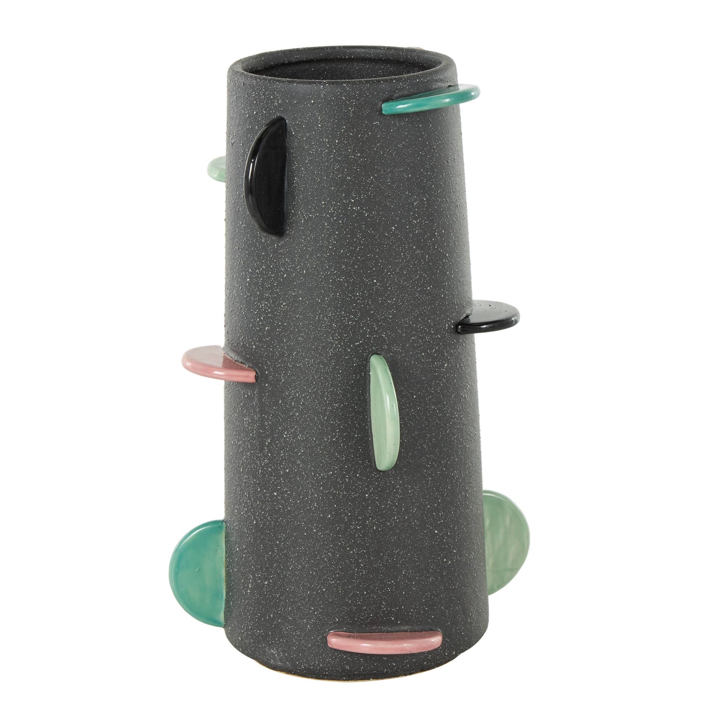 Eclectic Black Ceramic Decorative Vase