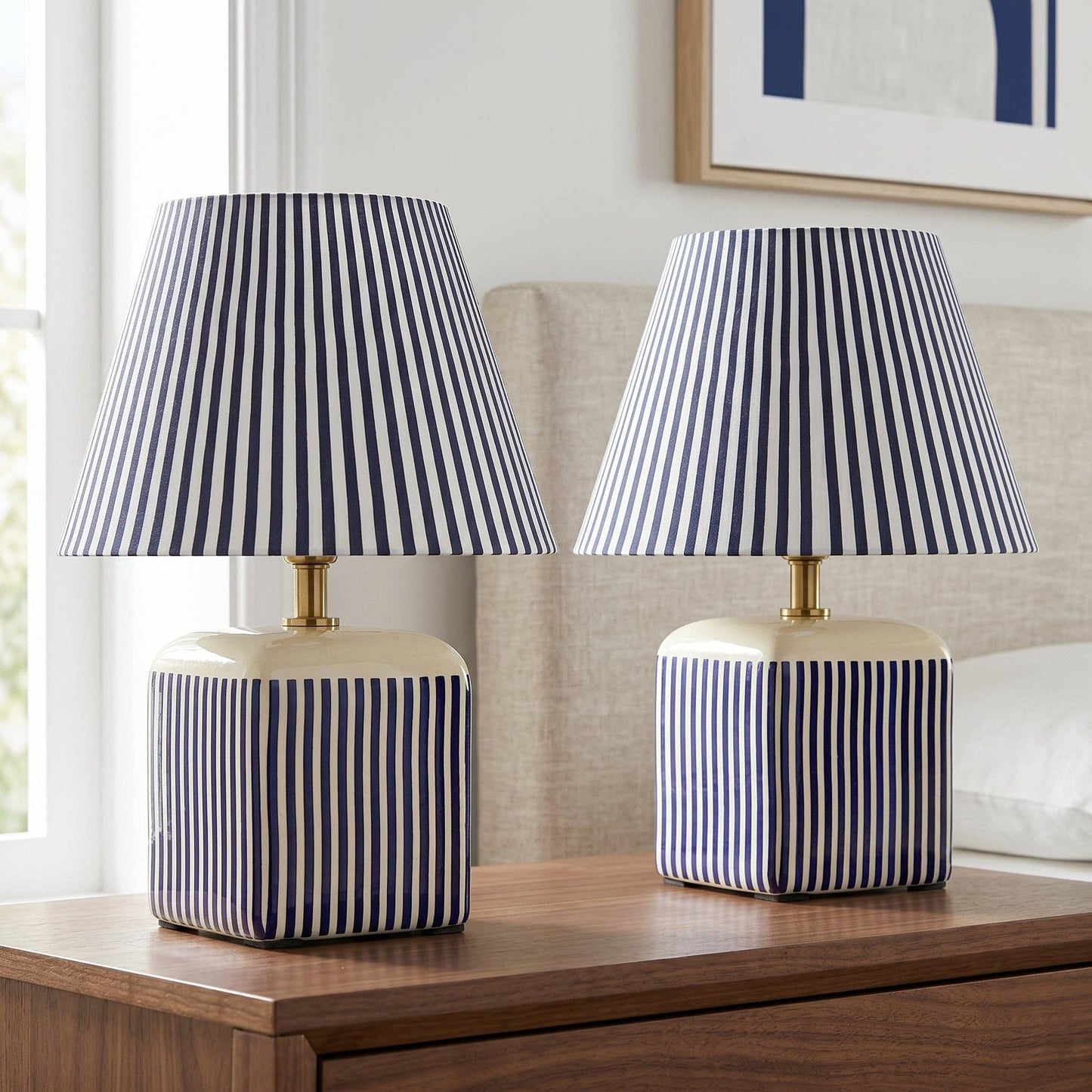 Amaris Ceramic Striped Table Lamp