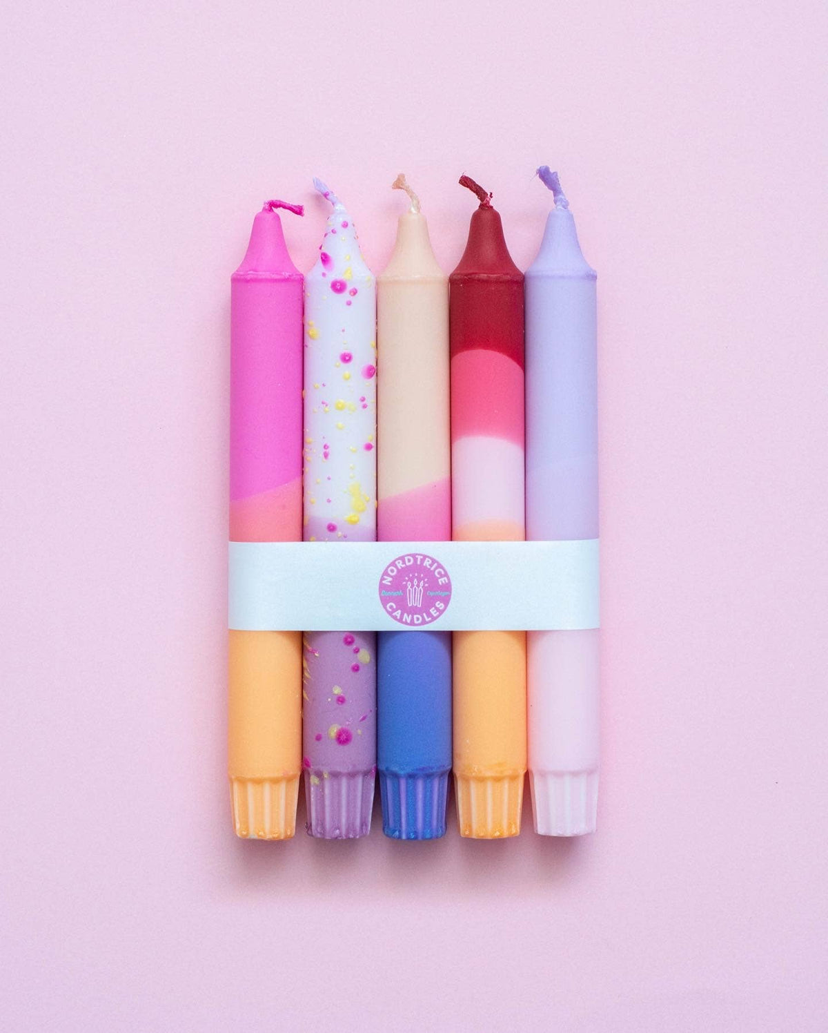 Taper candles- 5 pack/ orange pastel party sunset mix