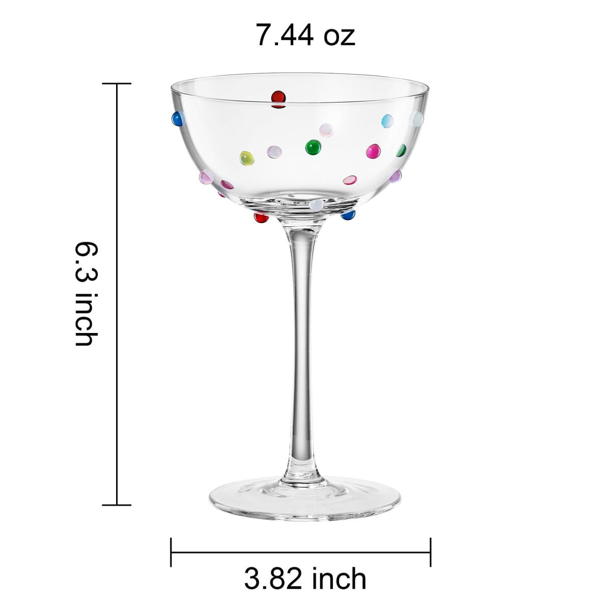 Vintage Confetti Coupe Glasses | Set of 2 | 7.44 oz