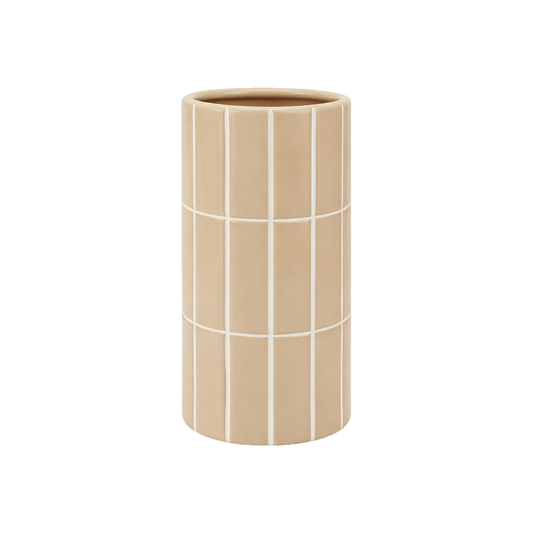 Beige tiled vase, Ø10.5 cm H23 cm