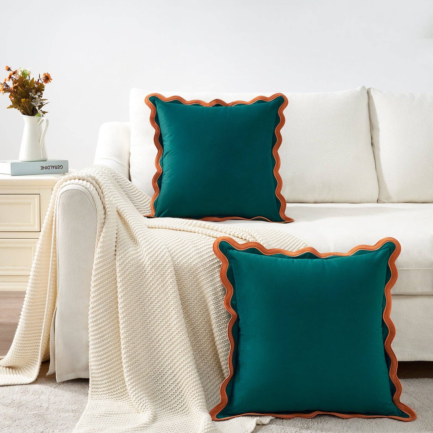 Maleku Pillow Covers Coral/Dark Teal 22"