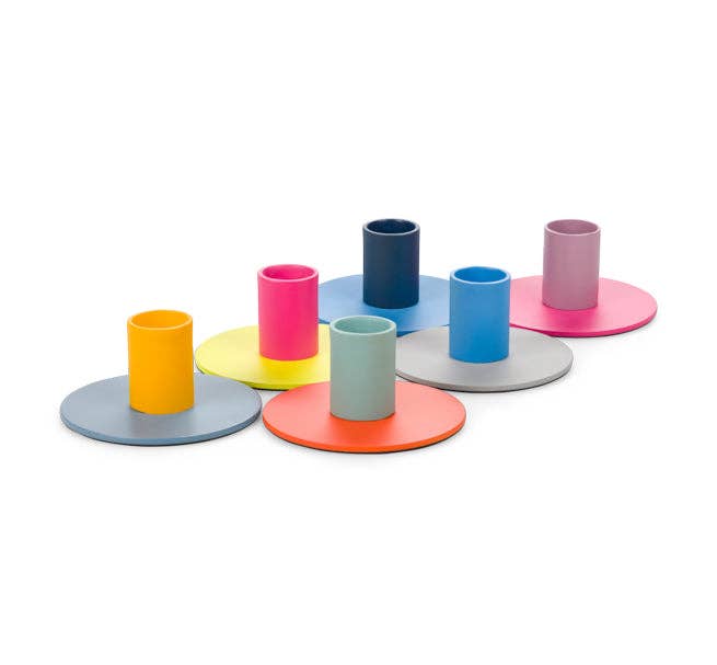 BRITISH COLOUR STANDARD - Mixed Set 1 - 6 x Small Two-Tone Metal Candleholders
