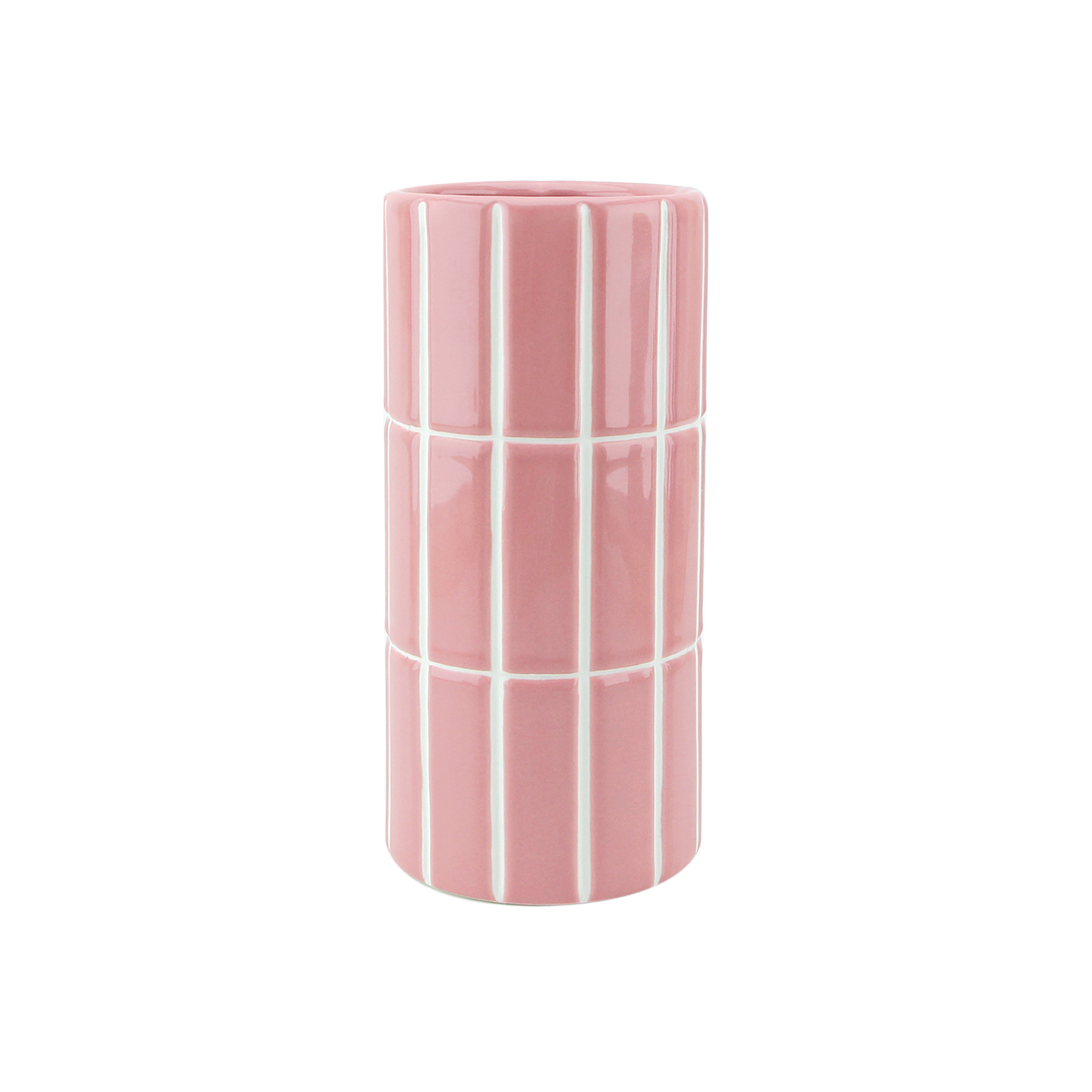 Pink tiled vase D10.5 H23 cm