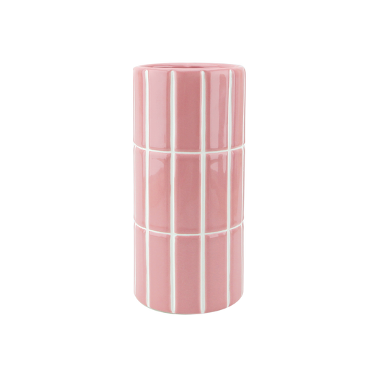 Pink tiled vase D10.5 H23 cm