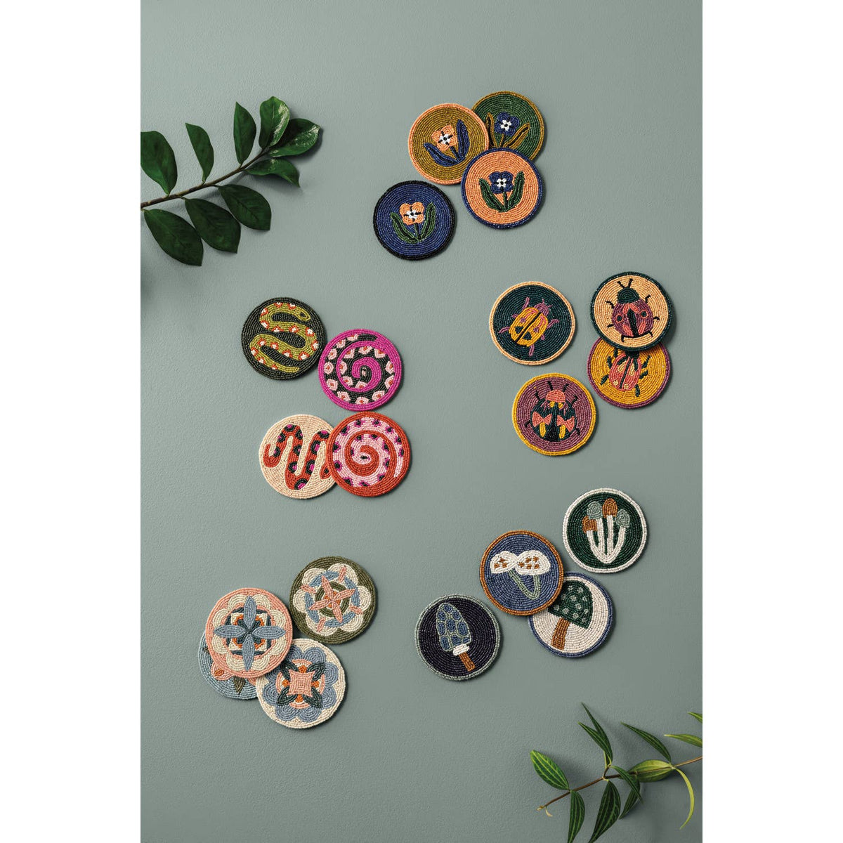 Disco Formation Beaded Coasters Set of 4