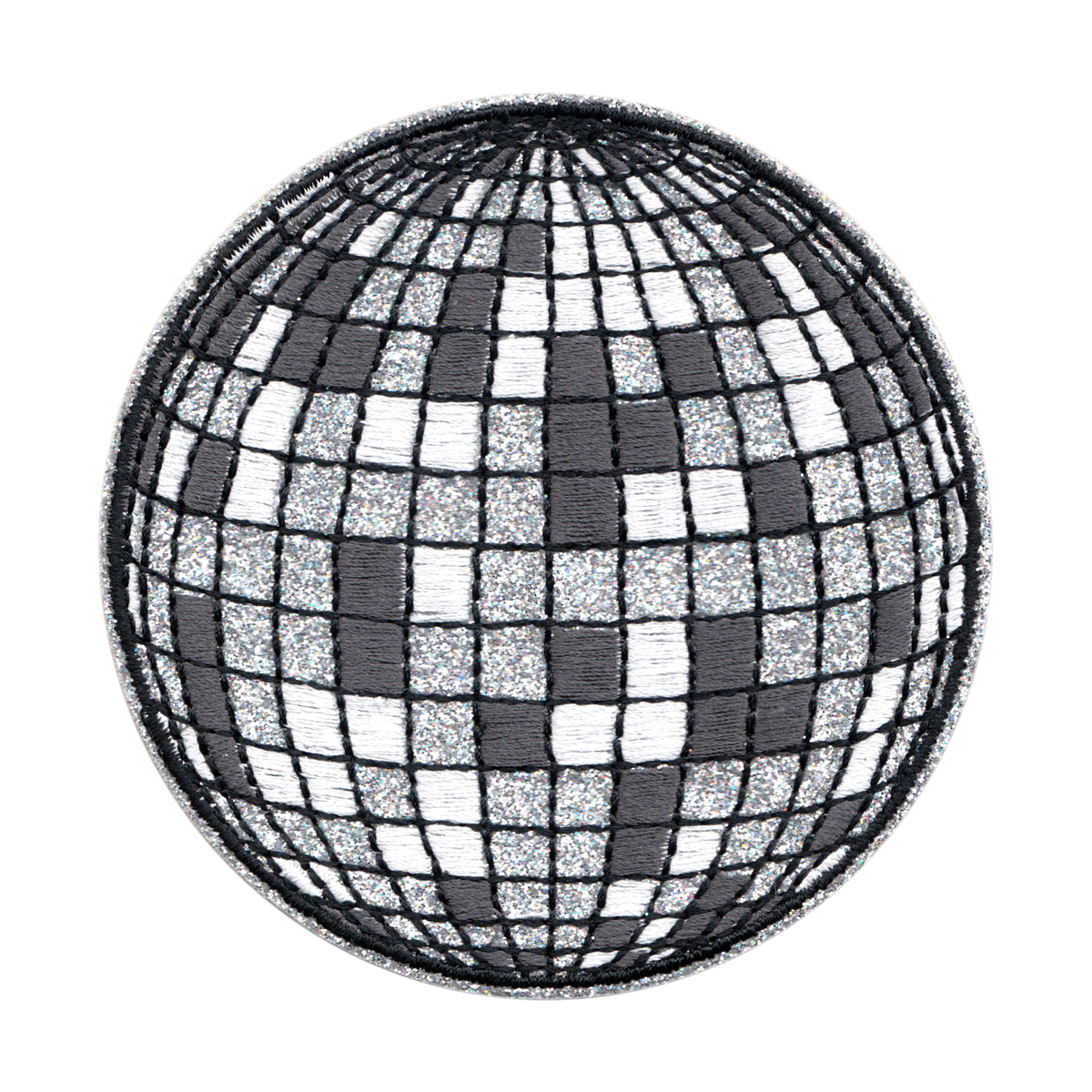 Disco Ball Embroidered Iron-On Patch - 3½ Inches