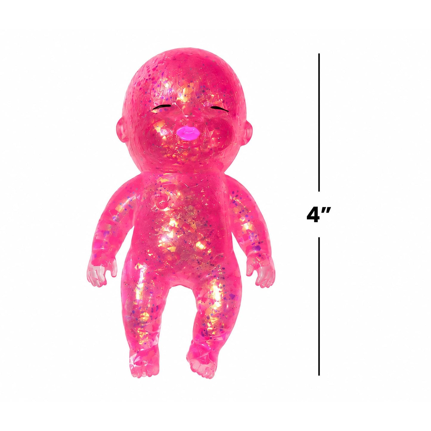 Squishy Glitter Baby 4-Inch Stress Reliever | Pink