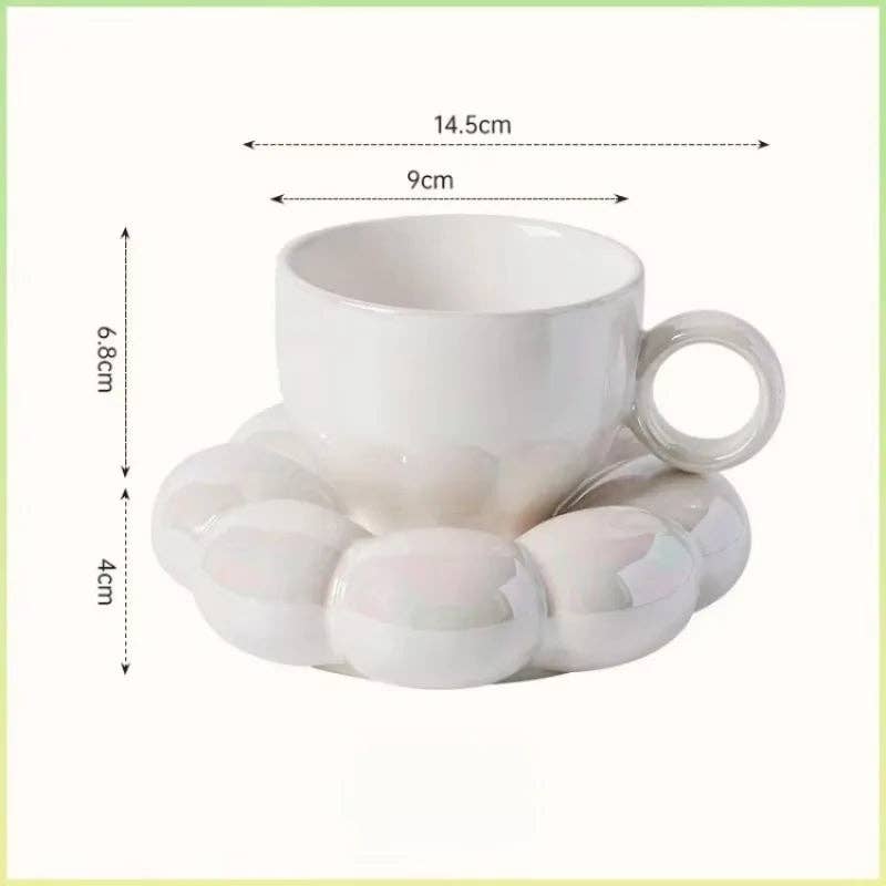 Ceramic Coffee Mug and Cloud Saucer Set