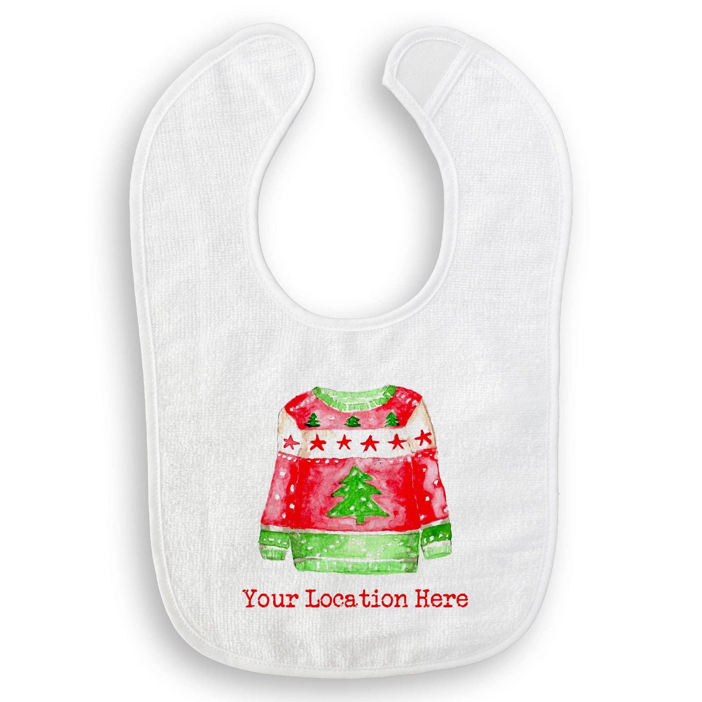 Red and Green Ugly Sweater with Location