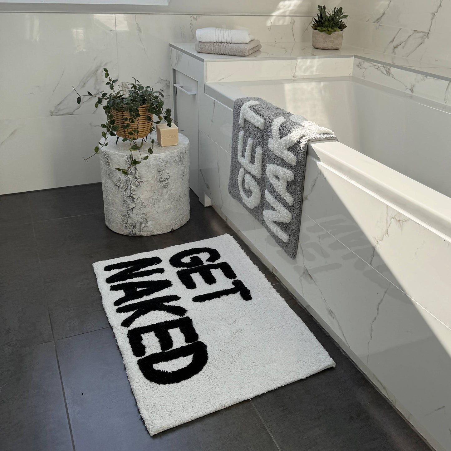 Get Naked Bath Mat - Non Slip Slogan Bathroom Rug