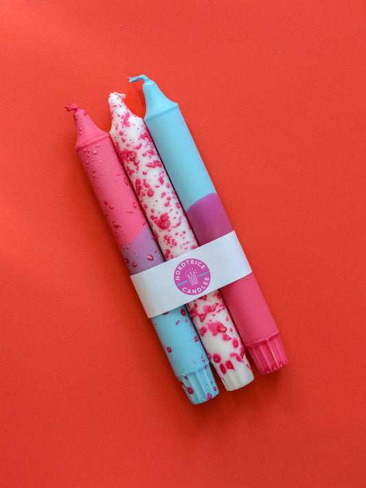 Taper candles- 3 pack/ Fuschia