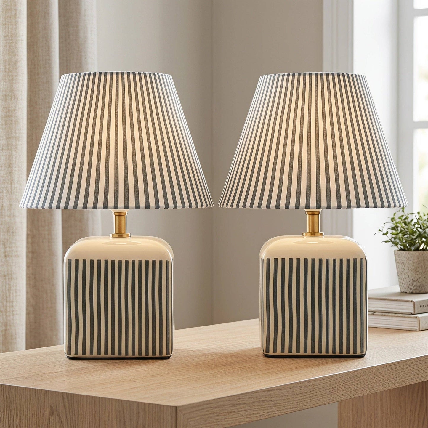 Amaris Ceramic Striped Table Lamp