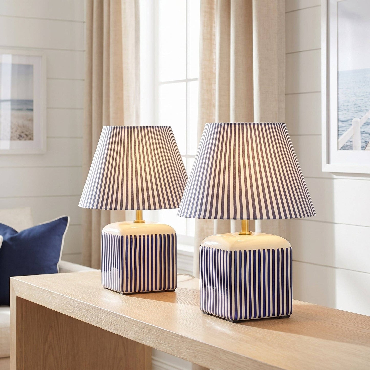 Amaris Ceramic Striped Table Lamp
