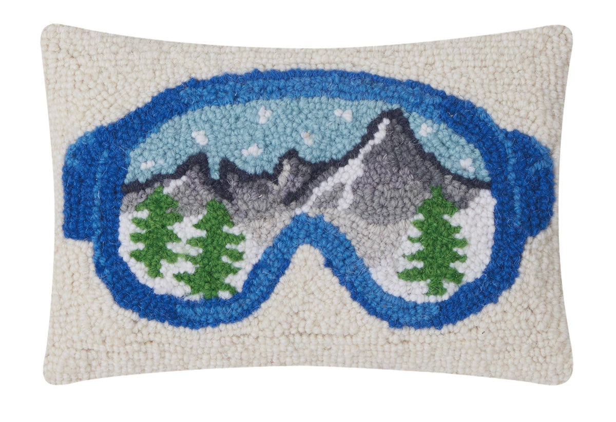 Ski Goggles Wool Hooked Throw Pillow | 8 × 12 Inches