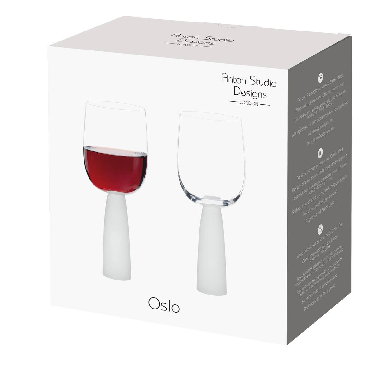 Oslo Frost Wine Glasses, Set of 2 – For Red & White Wine – Handcrafted Glassware