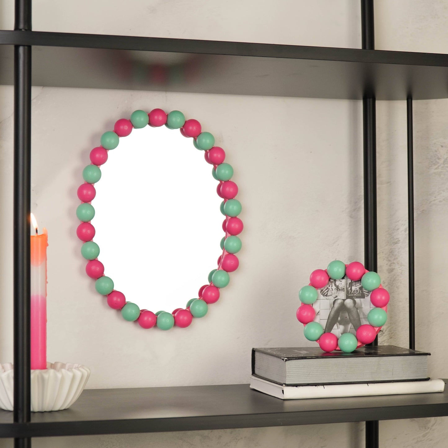 Picture Frame  - Bubbles - Neon Pink/Mint -14.5x14.5cm