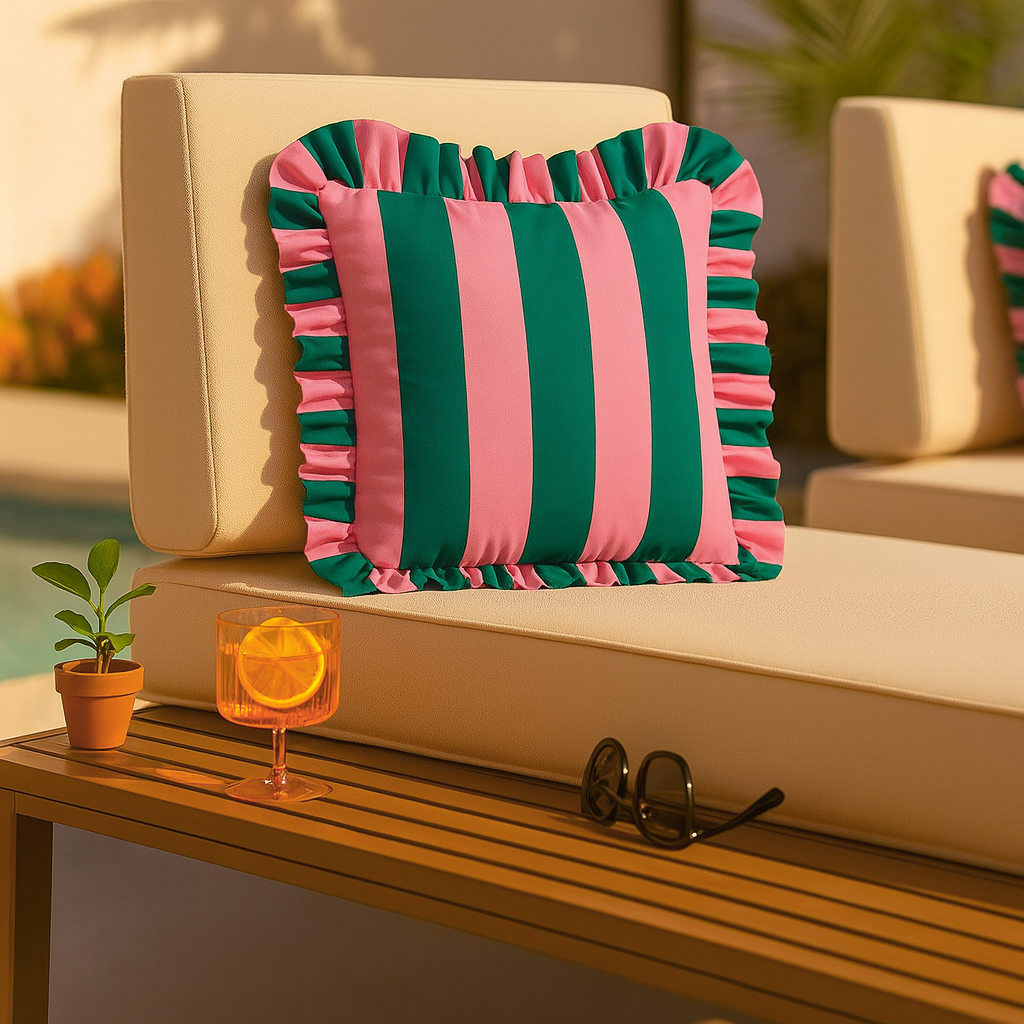 Quetzal Pillow - Pink/Dark Teal