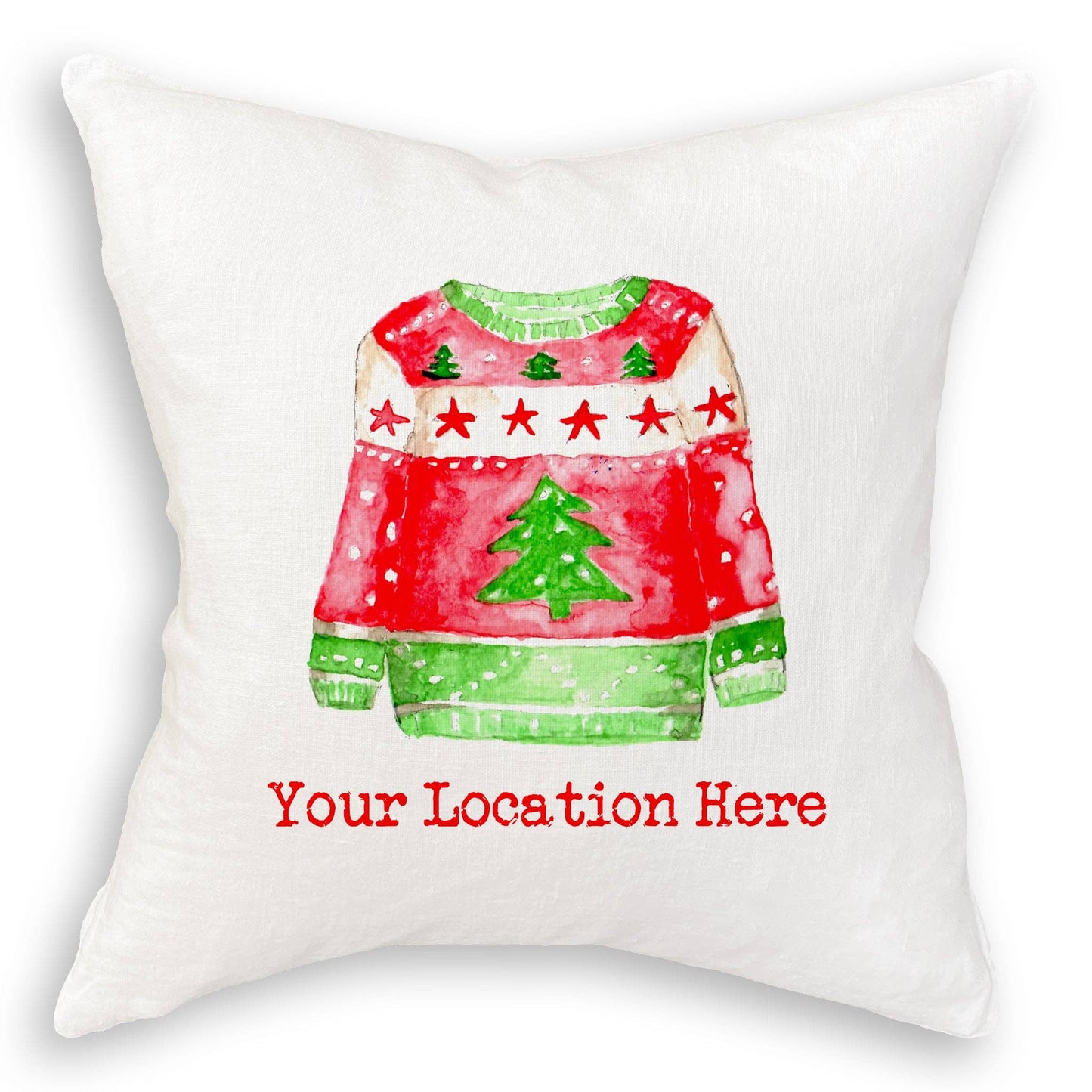 Red and Green Ugly Sweater with Location