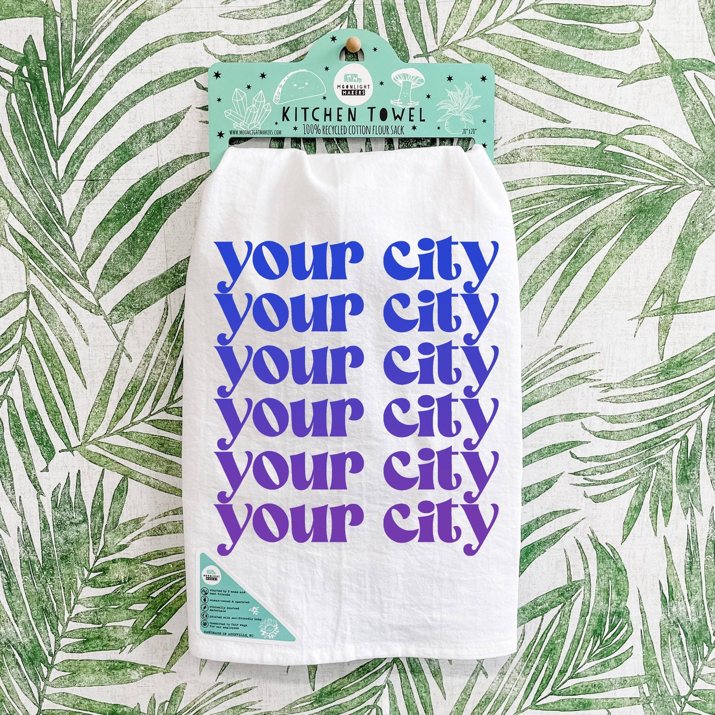 Colorful Kitchen Towels - Your City - Ombre, Customizable