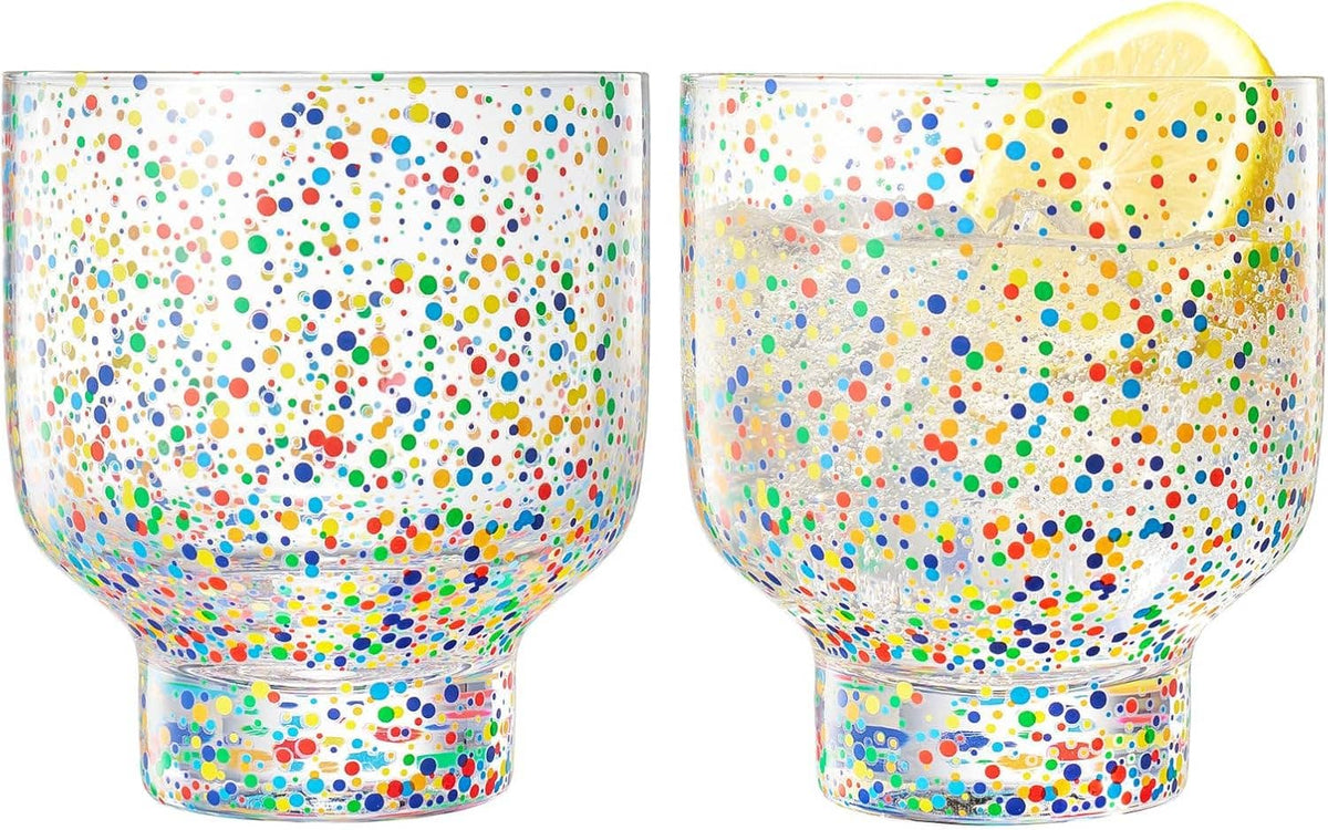 Mexican Confetti Stemless Cocktail Glasses Set of 2  - 14oz