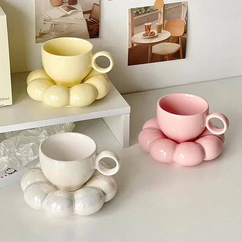 Ceramic Coffee Mug and Cloud Saucer Set