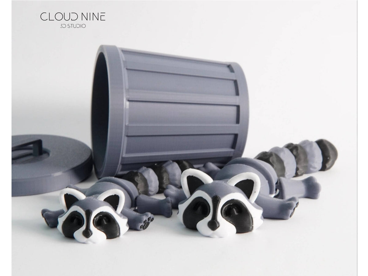 3D Printed Articulated Raccoon Fidget Toy, Cute Raccoon Desk Buddy