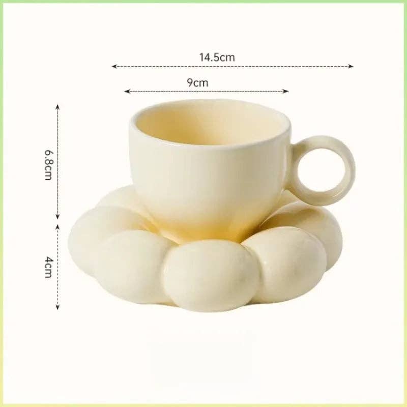 Ceramic Coffee Mug and Cloud Saucer Set
