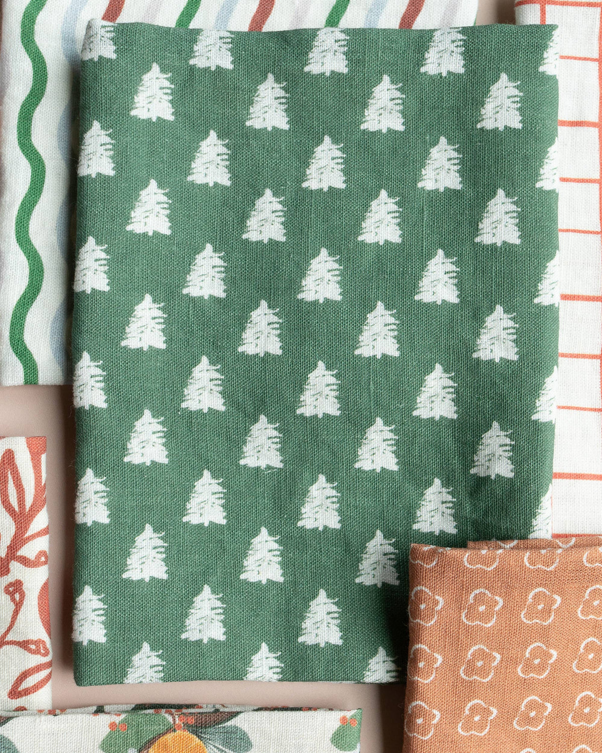 Evergreen Spruce Organic Linen Tea Towel