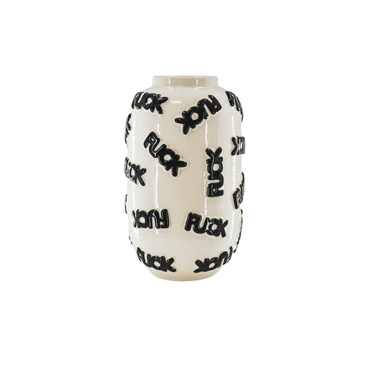 F-word vase - Ceramics - White/Black -  17x17x27cm