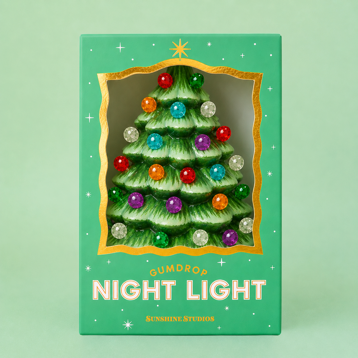Green Gumdrop Ceramic Christmas Tree Night Light