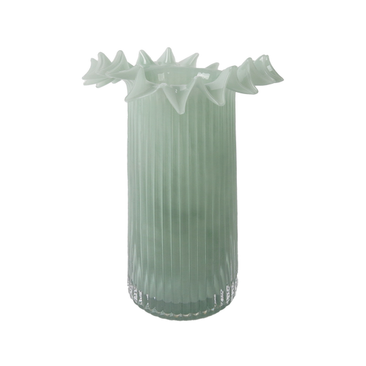 Large matcha ruffle vase D17.5 H26 cm