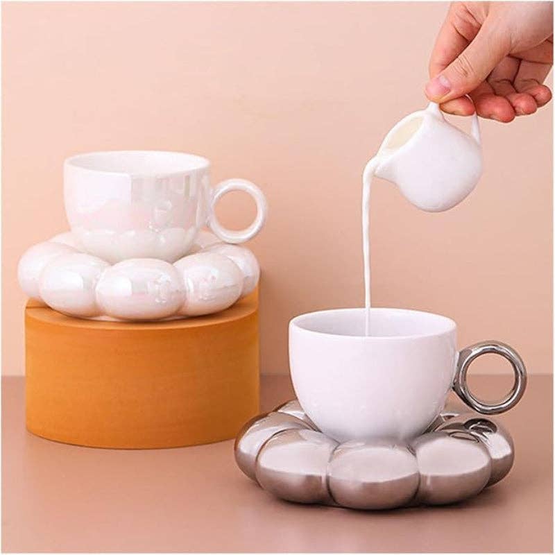 Ceramic Coffee Mug and Cloud Saucer Set