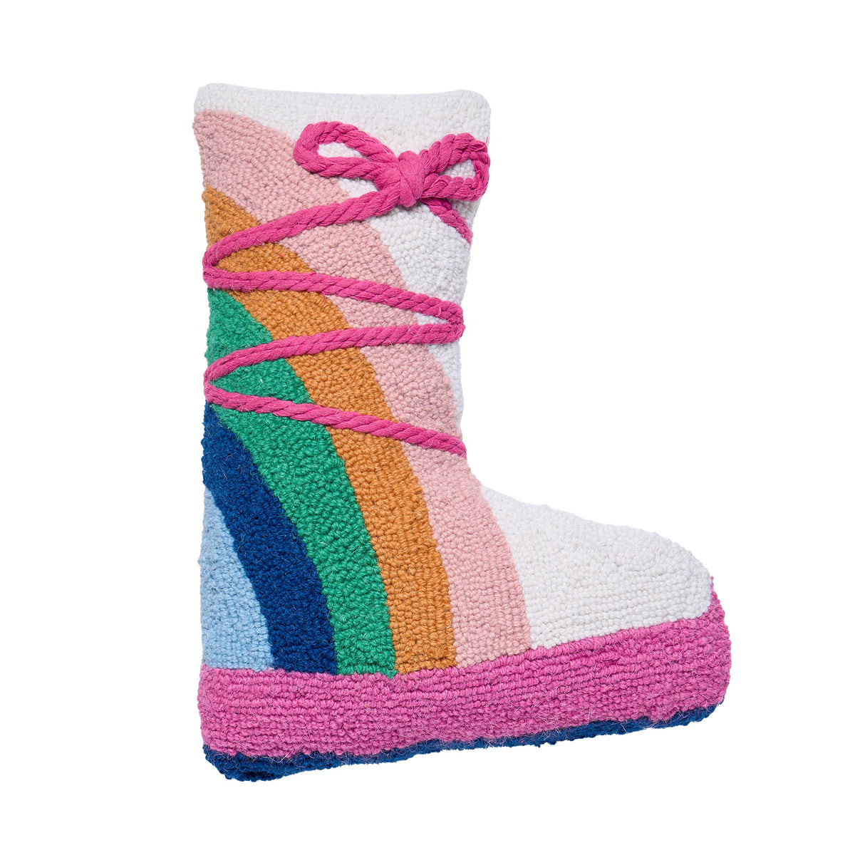 Ski Boot Wool Hooked Throw Pillow | 12 × 16 Inches