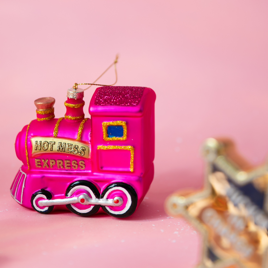 Hot Mess Express - Train Glass Ornament, Funny Holiday Gift
