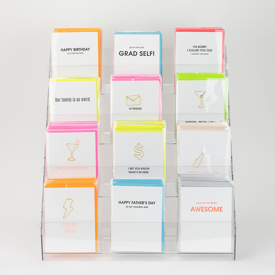 Greeting Card Display Rack - Acrylic Counter Rack - Filled