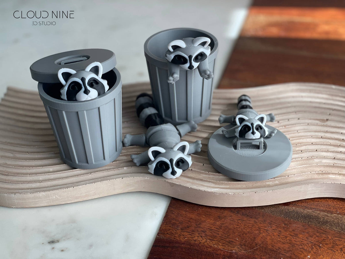 3D Printed Articulated Raccoon Fidget Toy, Cute Raccoon Desk Buddy