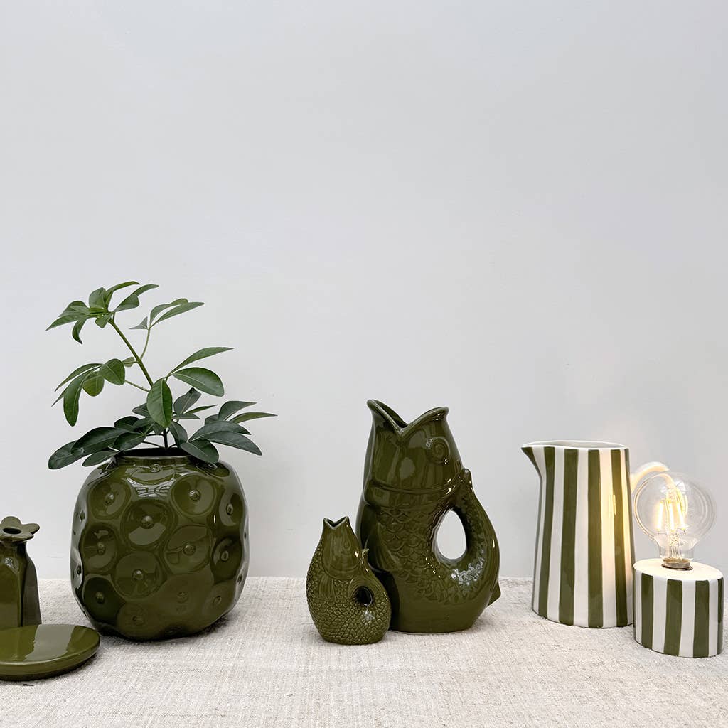Khaki striped LED decoration, battery-operated, D8.8 H17.5 cm