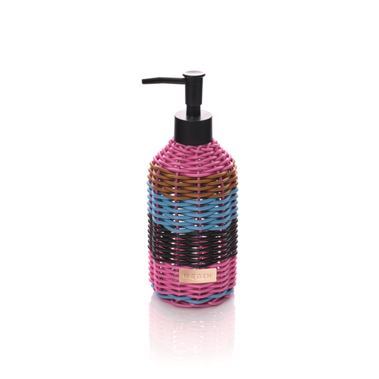 Maegen Hand-Woven Soap Dispenser | Hot Pink & Blue