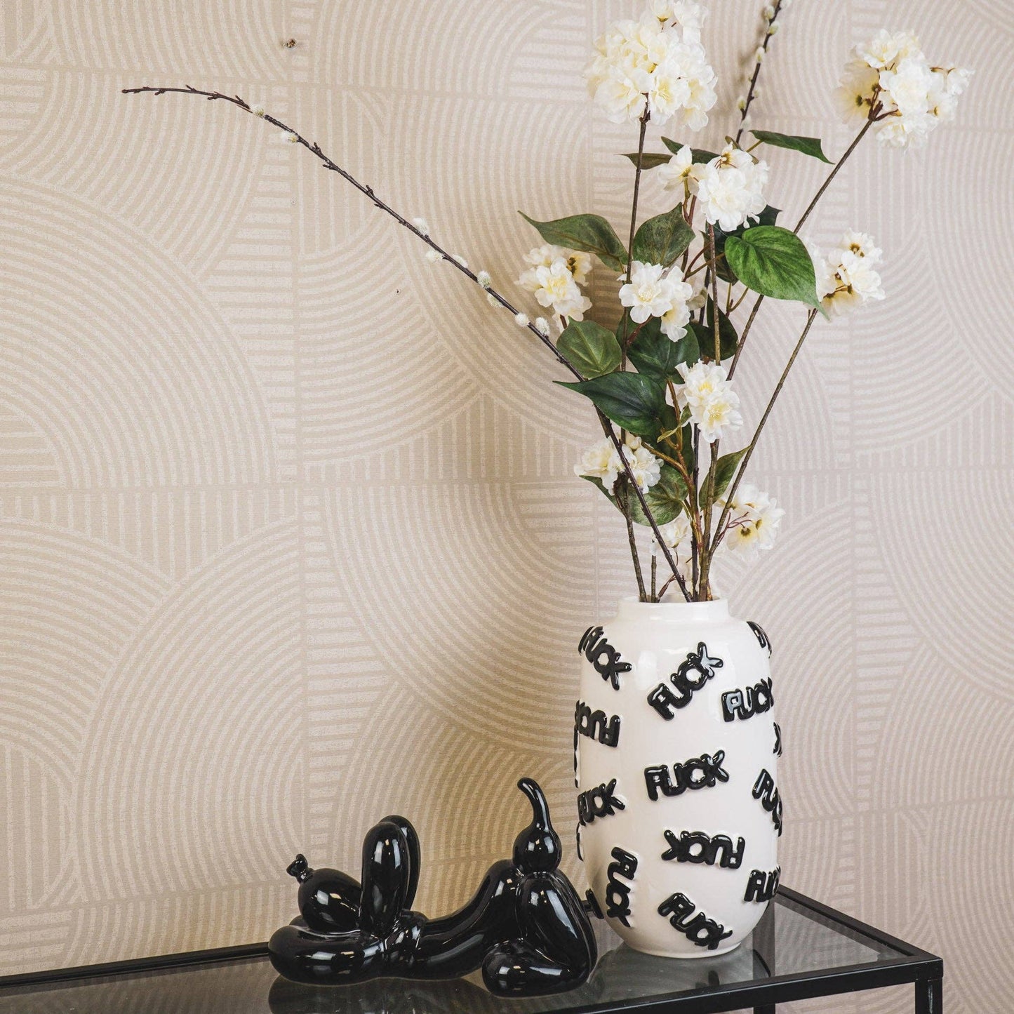 Vase - 'FUCK' - Ceramics - White/Black -  17x17x27cm