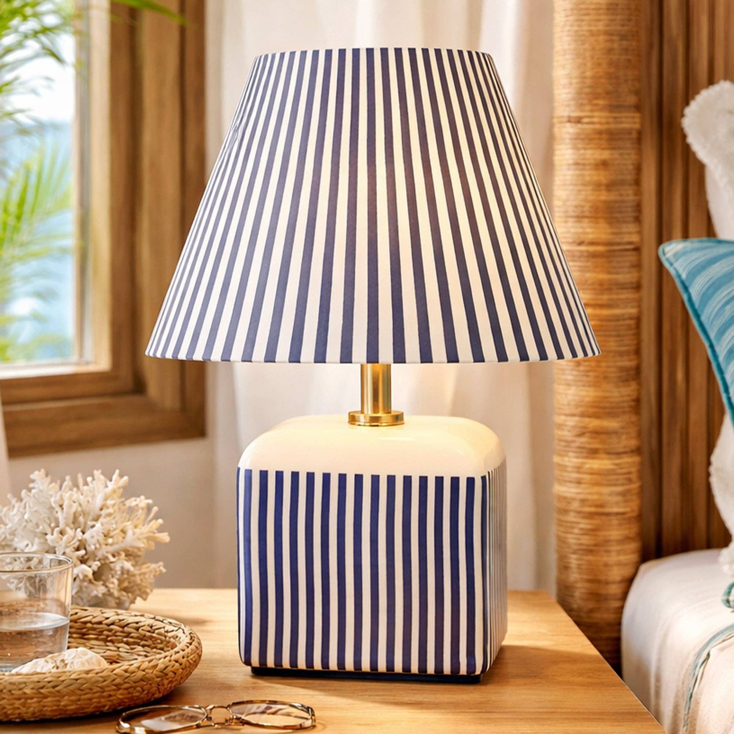 Amaris Ceramic Striped Table Lamp