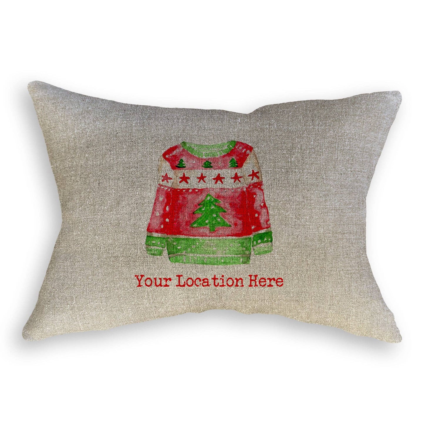 Red and Green Ugly Sweater with Location