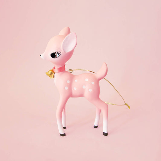 Pink Retro Deer Christmas Ornament