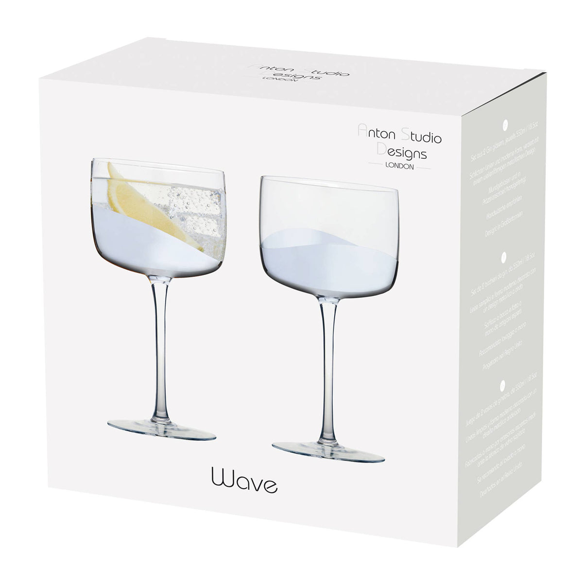 Wave Silver Gin Glasses, Set of 2 – Handcrafted Cocktail Glass Set