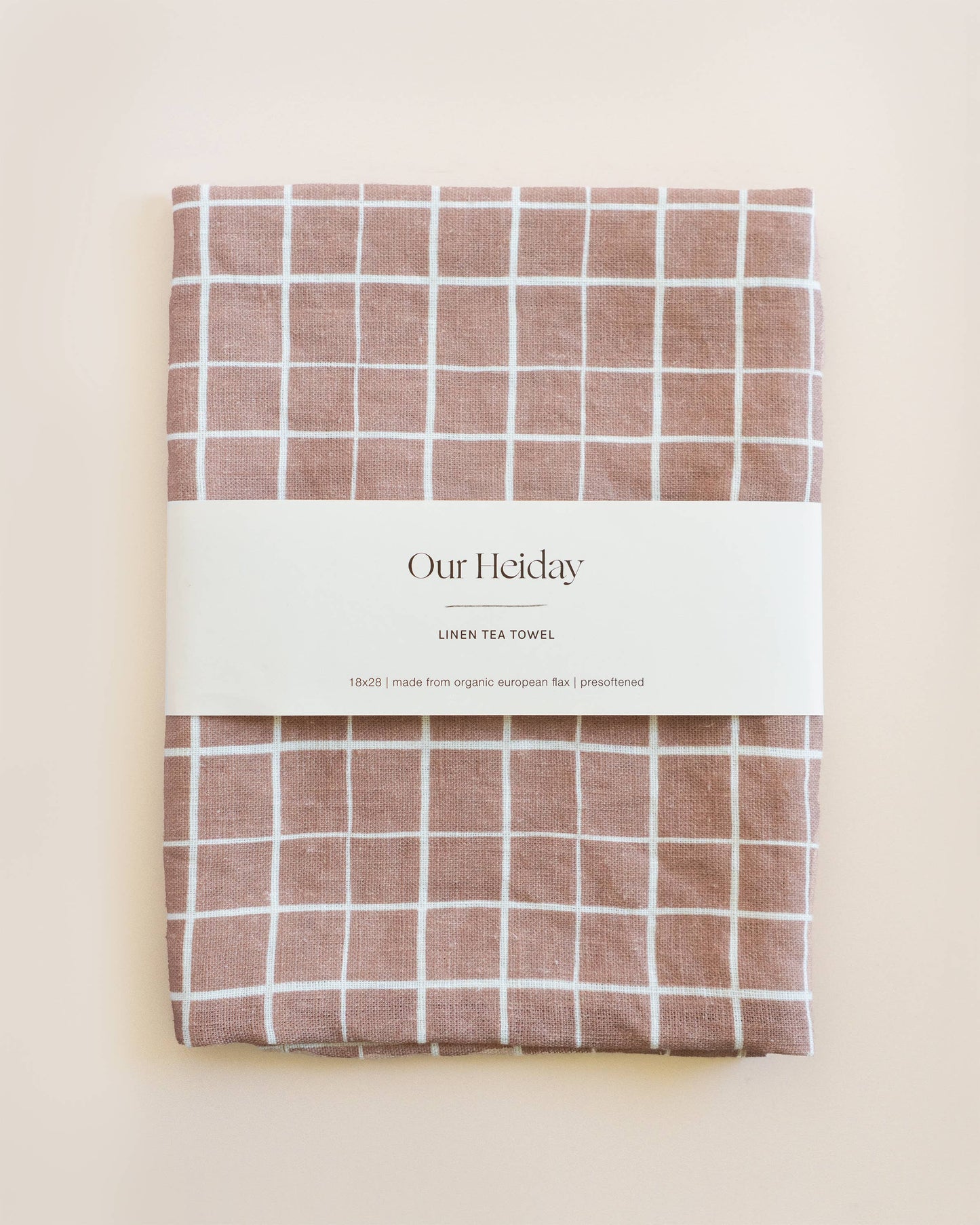 Loose Grid Mocha Linen Tea Towel