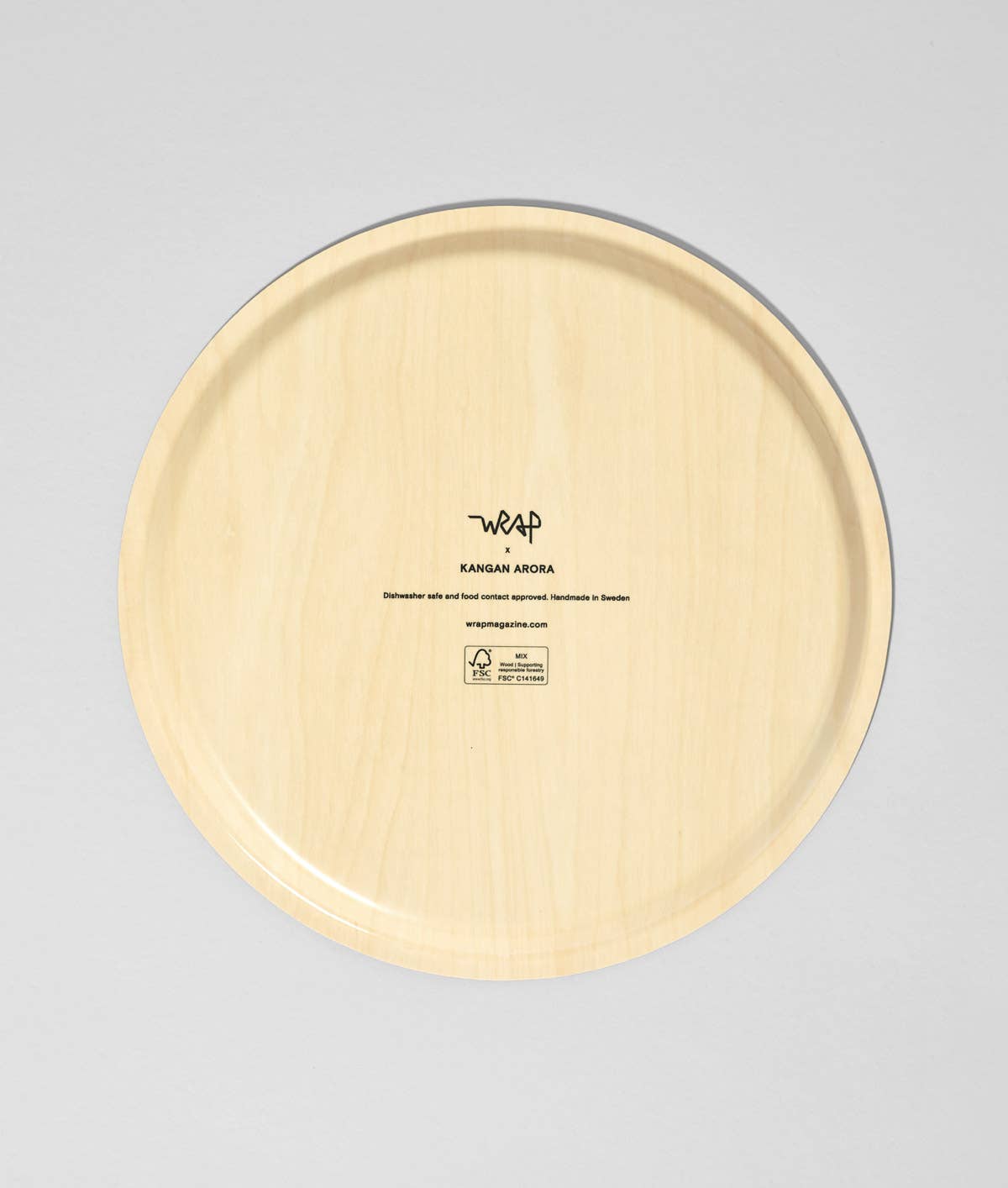 Blue Gradient Check 12" Round Birch Serving Tray